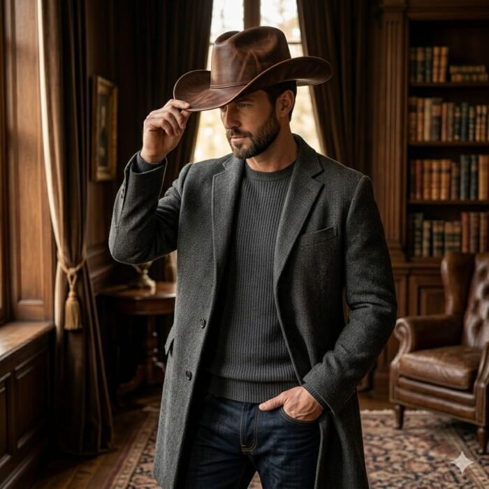 Handmade Refined Leather Hat Men's Fashion Accessory | MAS Leather Garments - Image 3