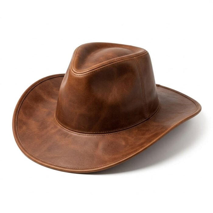 Handmade Refined Leather Hat Men's Fashion Accessory | MAS Leather Garments - Image 1