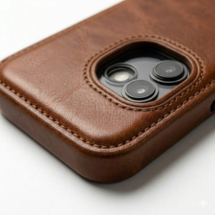 Handmade Brown Genuine Leather Phone Case Smartphone Protective Cover | MAS Leather Garments - Image 5