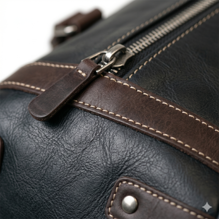 Premium Black Textured Leather Gym Bag | MAS Leather Garments - Image 4