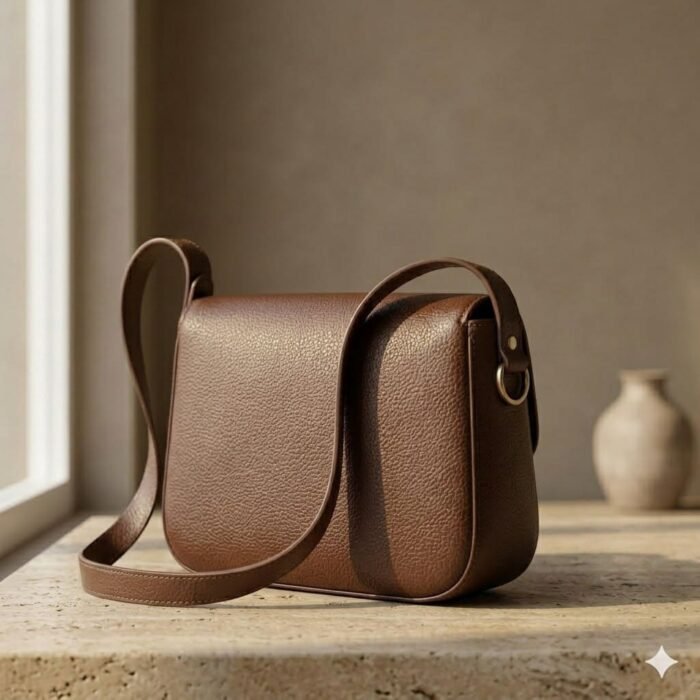 Handcrafted Brown Genuine Leather Shoulder Bag | MAS Leather Garments - Image 6