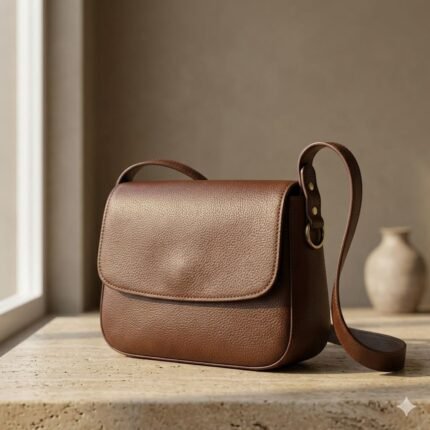 Handcrafted Brown Genuine Leather Shoulder Bag | MAS Leather Garments