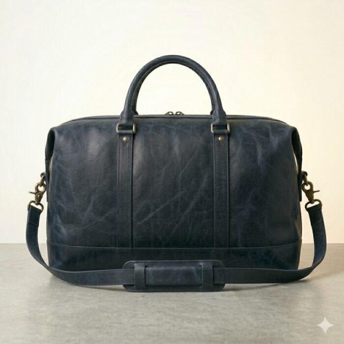 Premium Blue Genuine Leather Weekender Bag | MAS Leather Garments - Image 4