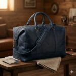 Premium Blue Genuine Leather Weekender Bag | MAS Leather Garments