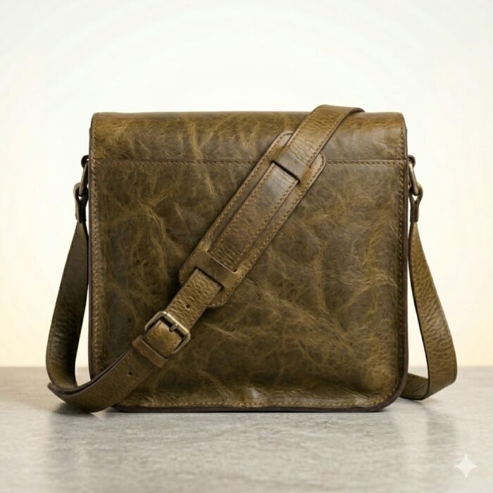 Premium Brown Genuine Leather Messenger Bag | MAS Leather Garments - Image 3