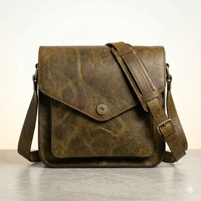 Premium Brown Genuine Leather Messenger Bag | MAS Leather Garments - Image 2