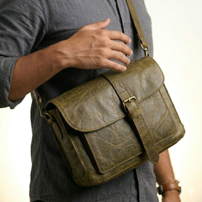Premium Brown Genuine Leather Messenger Bag | MAS Leather Garments - Image 6