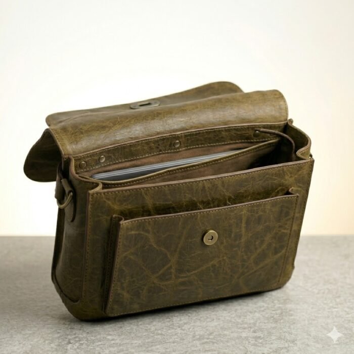 Premium Brown Genuine Leather Messenger Bag | MAS Leather Garments - Image 5