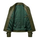 Structured Utility Olive Green Leather Military Jacket for Women | MAS Leather Garments - Image 2