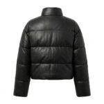 Winter Comfort Black Genuine Leather Puffer Jacket for Women | MAS Leather Garments - Image 2
