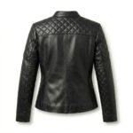 Elegant Black Diamond Quilted Jacket for Women | MAS Leather Garments - Image 2