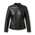 Elegant Black Diamond Quilted Jacket for Women | MAS Leather Garments