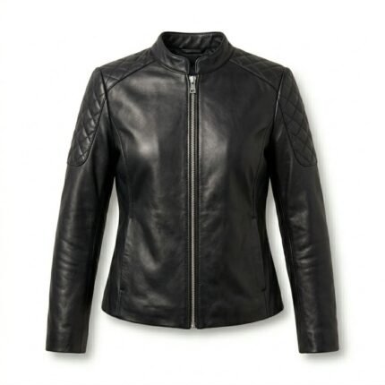 Elegant Black Diamond Quilted Jacket for Women | MAS Leather Garments