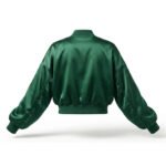 Premium Green Silk Satin Jacket For Women Bomber Style | MAS Leather Garments - Image 2