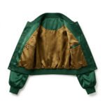 Premium Green Silk Satin Jacket For Women Bomber Style | MAS Leather Garments - Image 3