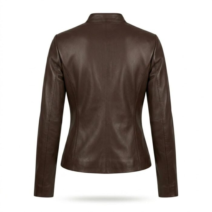 Tailored Mocha Brown Slim Fit Jacket for Women | MAS Leather Garments - Image 2