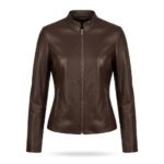 Tailored Mocha Brown Slim Fit Jacket for Women | MAS Leather Garments