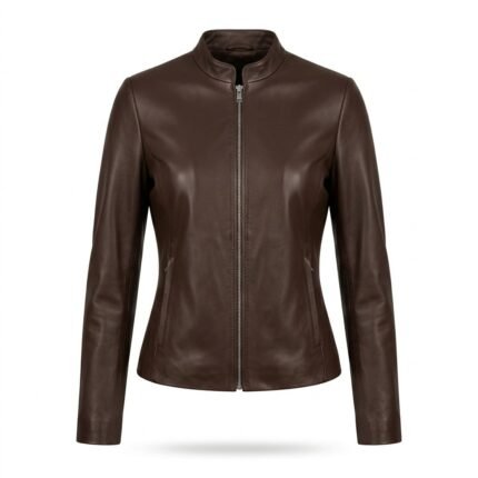 Tailored Mocha Brown Slim Fit Jacket for Women | MAS Leather Garments