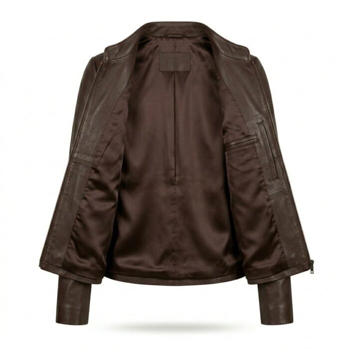 Tailored Mocha Brown Slim Fit Jacket for Women | MAS Leather Garments - Image 3