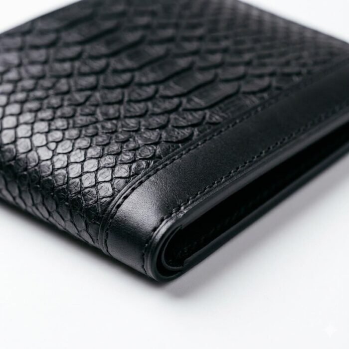 Luxury Black Snake Embossed Leather Wallet | MAS Leather Garments - Image 2