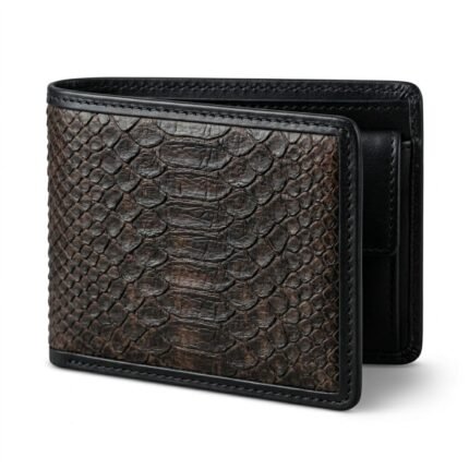 Luxury Black Snake Embossed Leather Wallet | MAS Leather Garments
