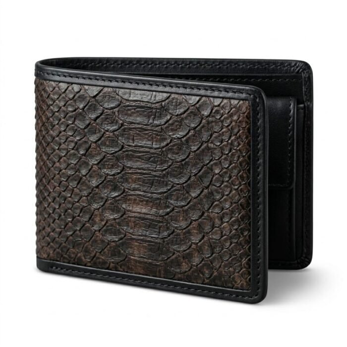 Luxury Black Snake Embossed Leather Wallet | MAS Leather Garments - Image 1