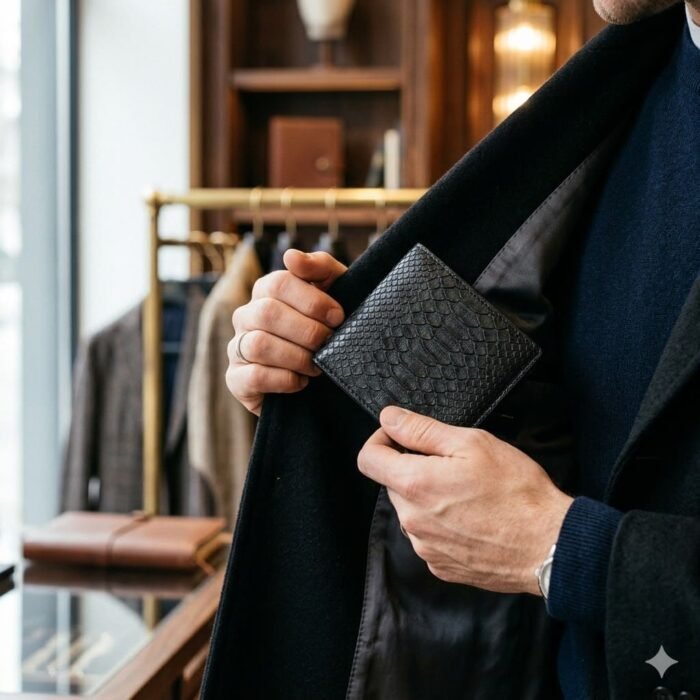 Luxury Black Snake Embossed Leather Wallet | MAS Leather Garments - Image 4