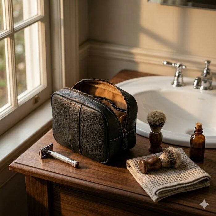 Premium Black Genuine Leather Toiletry Bag | MAS Leather Garments - Image 5
