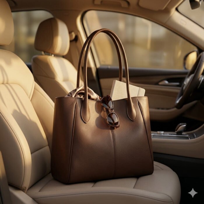 Premium Brown Genuine Leather Tote Bag Women's Everyday Carry | MAS Leather Garments - Image 7