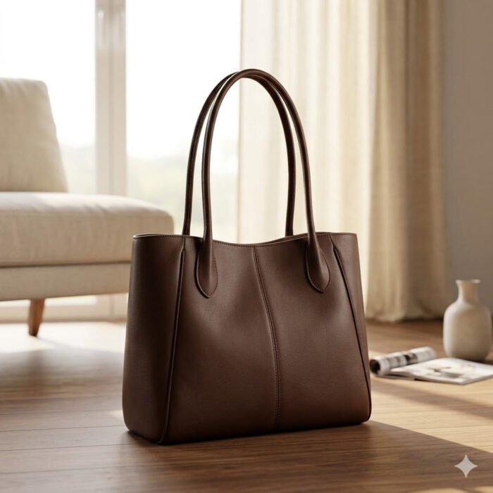 Premium Brown Genuine Leather Tote Bag Women's Everyday Carry | MAS Leather Garments - Image 1