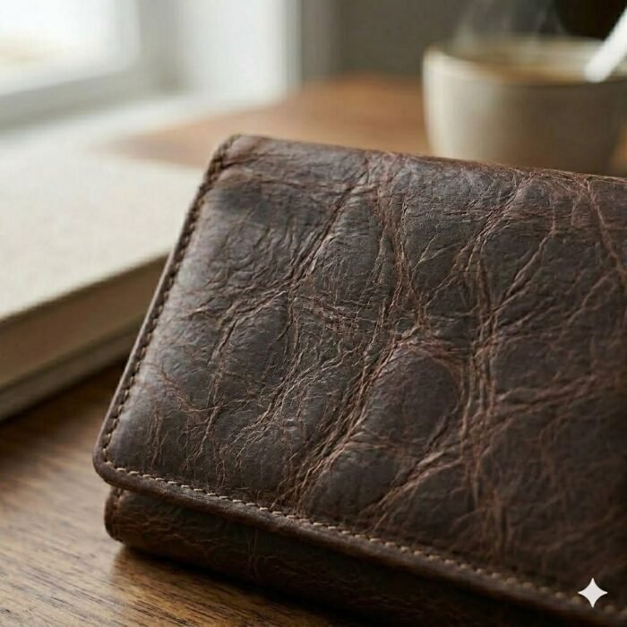 Premium Brown Distressed Genuine Leather Trifold Wallet | MAS Leather Garments - Image 2