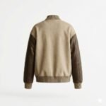Premium Beige Cream Genuine Leather Women's Varsity Jacket | MAS Leather Garments - Image 3