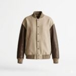 Premium Beige Cream Genuine Leather Women's Varsity Jacket | MAS Leather Garments