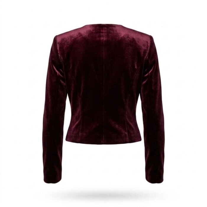 Iconic Luxury Burgundy Bomber Velvet Jacket for Women | MAS Leather Garments - Image 3