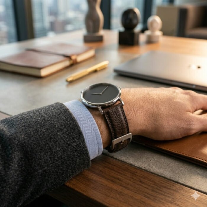 Handcrafted Brown Genuine Leather Watch Strap Essential Accessory | MAS Leather Garments - Image 3