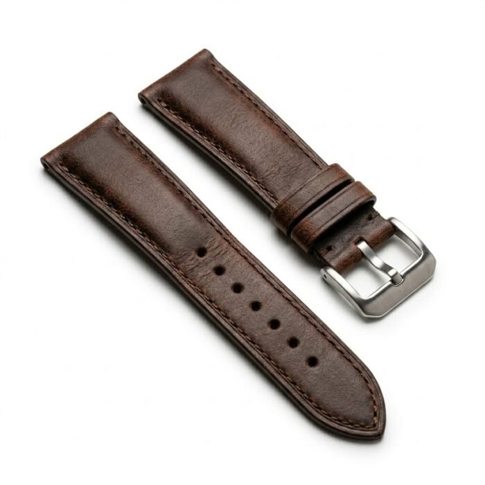 Handcrafted Brown Genuine Leather Watch Strap Essential Accessory | MAS Leather Garments - Image 1