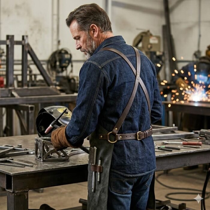 Luxury Handcrafted Genuine Leather Welding Apron Men's Workwear | MAS Leather Garments - Image 4