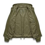 Handmade Olive Green Genuine Leather Hooded Windbreaker for Women | MAS Leather Garments - Image 2