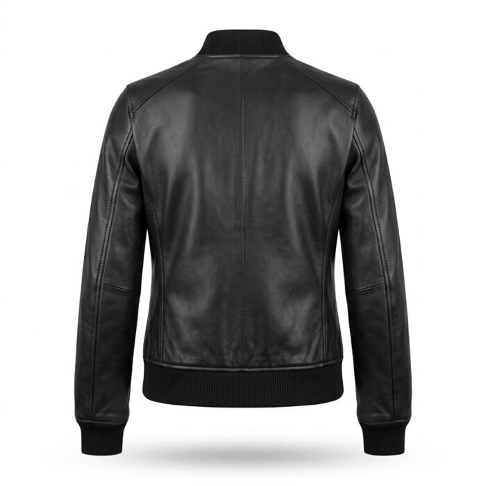 Premium Black Genuine Leather Women's Bomber Jacket | MAS Leather Garments - Image 3