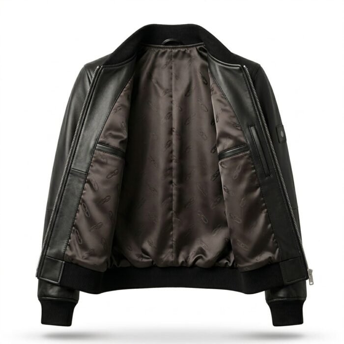 Premium Black Genuine Leather Women's Bomber Jacket | MAS Leather Garments - Image 2