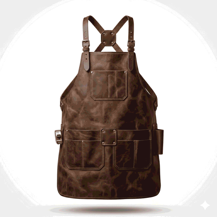 Luxury Brown Genuine Leather Woodworker Apron Men's Workwear | MAS Leather Garments - Image 1