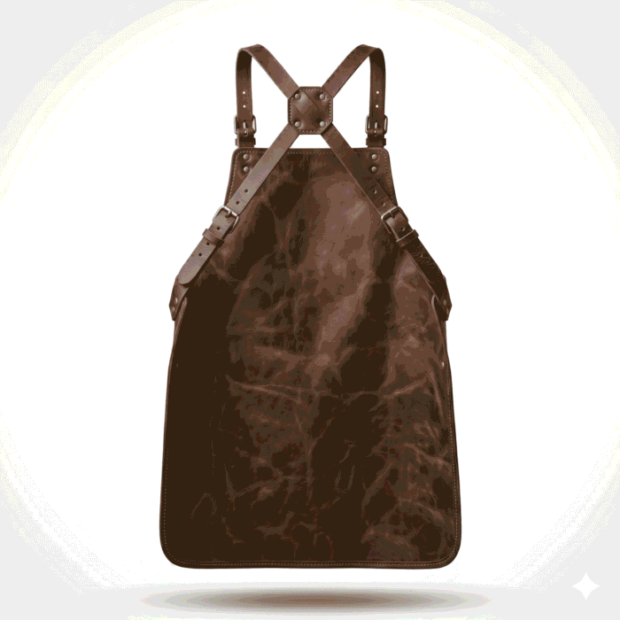 Luxury Brown Genuine Leather Woodworker Apron Men's Workwear | MAS Leather Garments - Image 2
