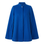 Bespoke Women's Blue Wool Cape Coat MAS Leather Garments
