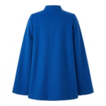 Bespoke Women's Blue Wool Cape Coat MAS Leather Garments Back View