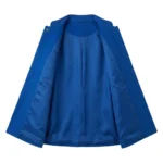 Bespoke Women's Blue Wool Cape Coat MAS Leather Garments Inner View