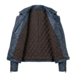 Crafted Women's Blue Distressed Leather Jacket MAS Leather Garments Inner View