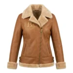 Crafted Women's Brown Embroidery Leather Jacket MAS Leather Garments