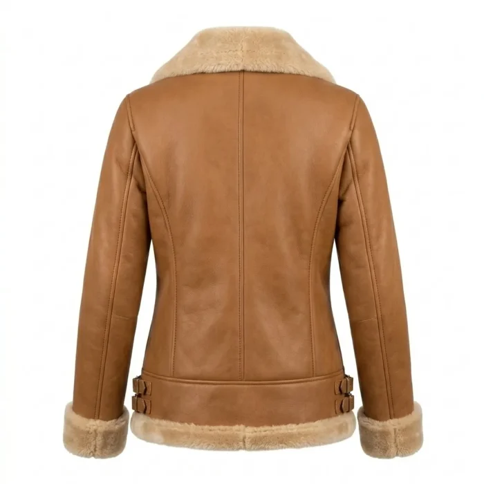 Crafted Women's Brown Embroidery Leather Jacket MAS Leather Garments Back View