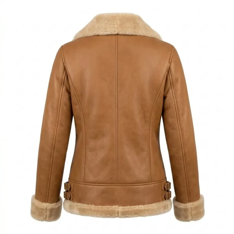 Crafted Women's Brown Embroidery Leather Jacket MAS Leather Garments Back View
