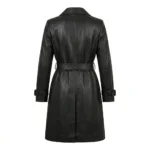 Executive Women's Black Trench Leather Coat MAS Leather Garments Back View
